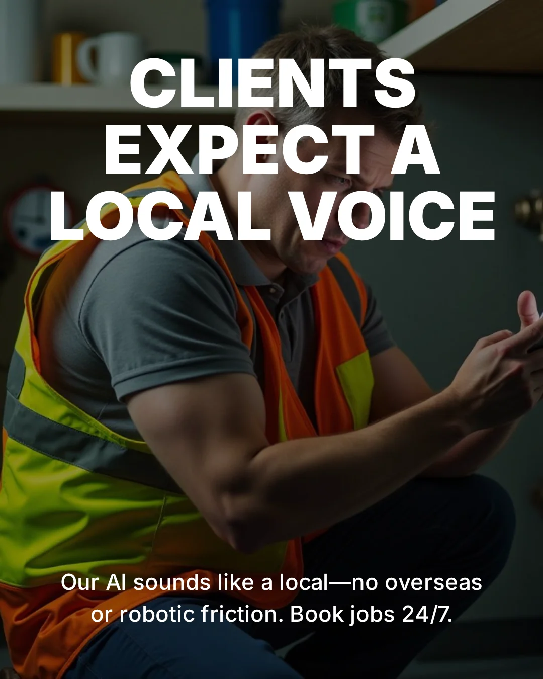 Australian man speaking into headset with authentic Aussie accent for AI receptionist